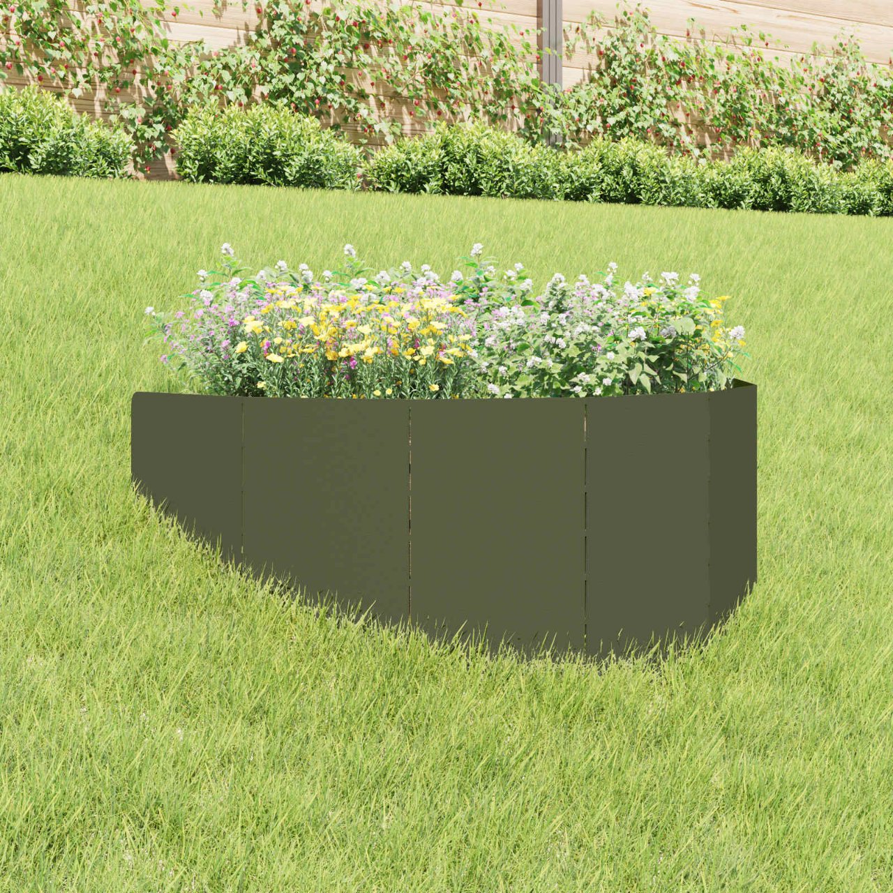 8008895_1.jpg vidaXL Obrubník trávnika 100 x 45 cm Oceľ Olivovo zelená – Obrázok 1