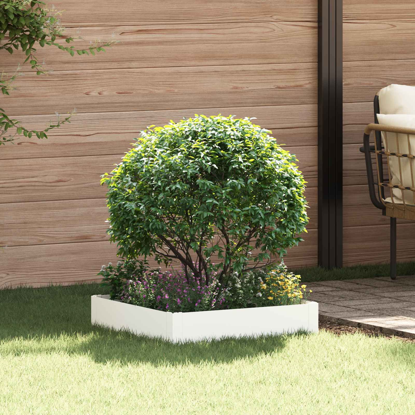 8008905_1.jpg vidaXL Obrubník trávnika 60 x 60 x 20 cm Oceľ Biela – Obrázok 1