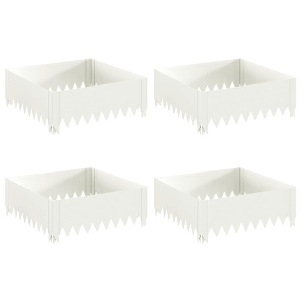 vidaXL Obrubník trávnika 4 ks 60 x 60 x 20 cm Oceľ Biela – Obrázok 2