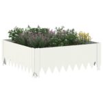 vidaXL Obrubník trávnika 4 ks 60 x 60 x 20 cm Oceľ Biela – Obrázok 3