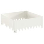 vidaXL Obrubník trávnika 4 ks 60 x 60 x 20 cm Oceľ Biela – Obrázok 4