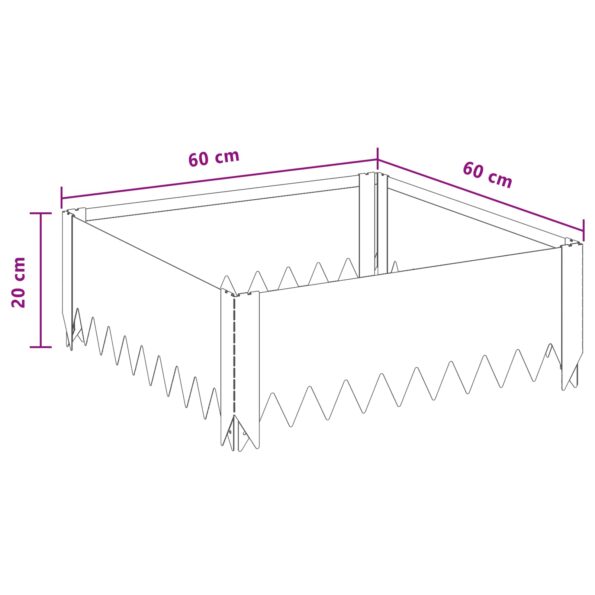 vidaXL Obrubník trávnika 4 ks 60 x 60 x 20 cm Oceľ Biela – Obrázok 9