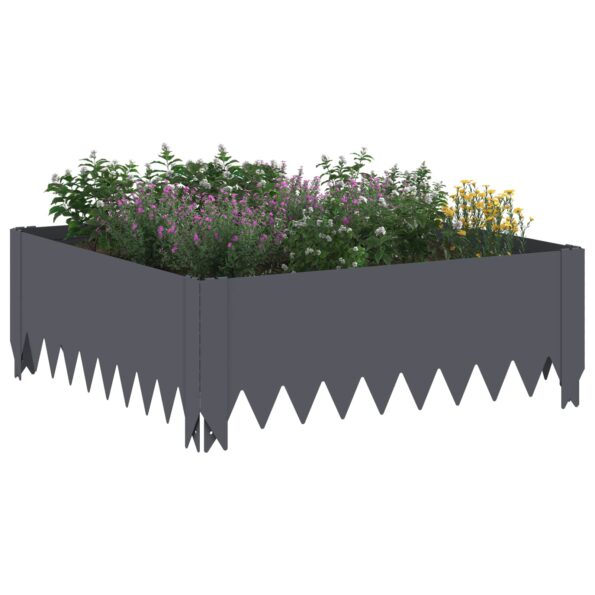 vidaXL Obrubník trávnika 4 ks 60 x 60 x 20 cm Oceľ Antracitová – Obrázok 3