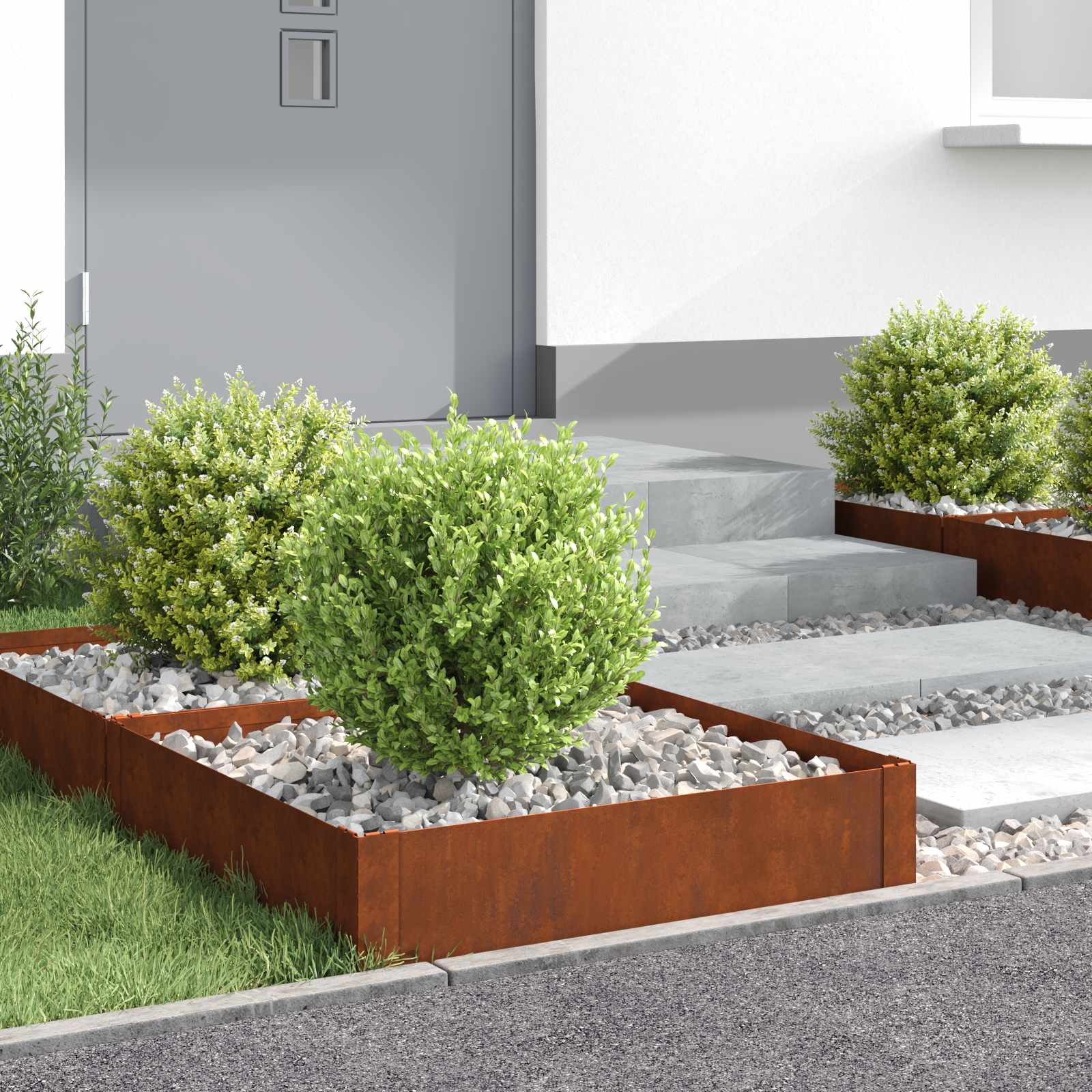 8008916_1.jpg vidaXL Obrubník trávnika 4 pcs 60 x 60 x 20 cm Oceľ Hrdzavý – Obrázok 1