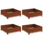 vidaXL Obrubník trávnika 4 pcs 60 x 60 x 20 cm Oceľ Hrdzavý – Obrázok 2