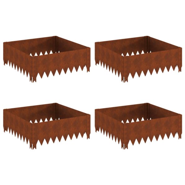 vidaXL Obrubník trávnika 4 pcs 60 x 60 x 20 cm Oceľ Hrdzavý – Obrázok 2