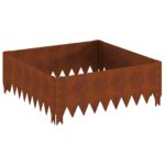 vidaXL Obrubník trávnika 4 pcs 60 x 60 x 20 cm Oceľ Hrdzavý – Obrázok 4