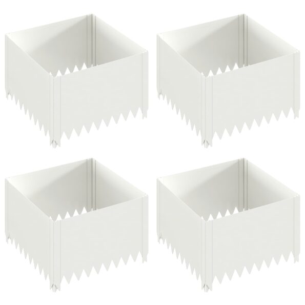 vidaXL Obrubník trávnika 4 ks 60 x 60 x 35 cm Oceľ Biela – Obrázok 2