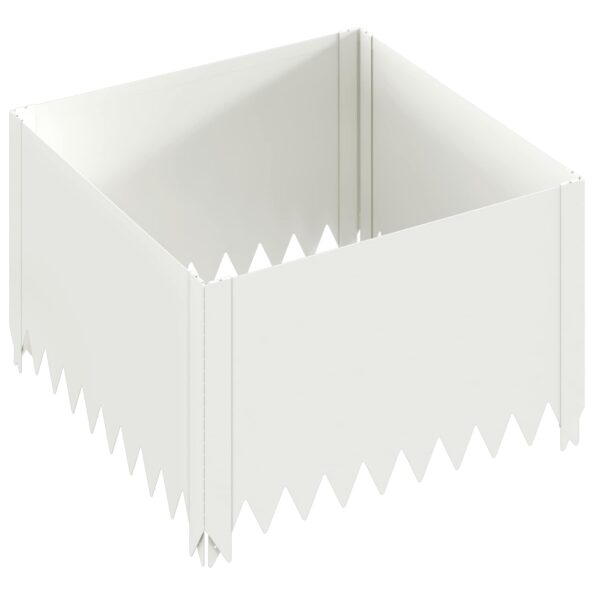 vidaXL Obrubník trávnika 4 ks 60 x 60 x 35 cm Oceľ Biela – Obrázok 4