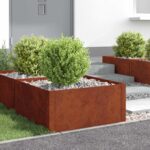 vidaXL Obrubník trávnika 4 pcs 60 x 60 x 35 cm Oceľ Hrdzavý