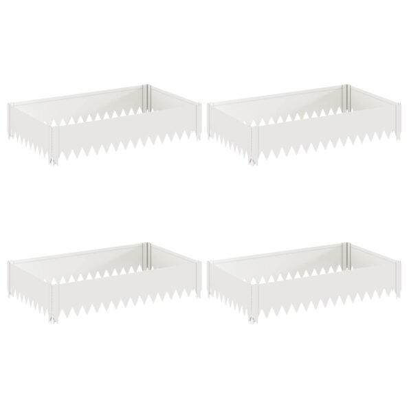 vidaXL Obrubník trávnika 4 ks 100 x 60 x 20 cm Oceľ Biela – Obrázok 2