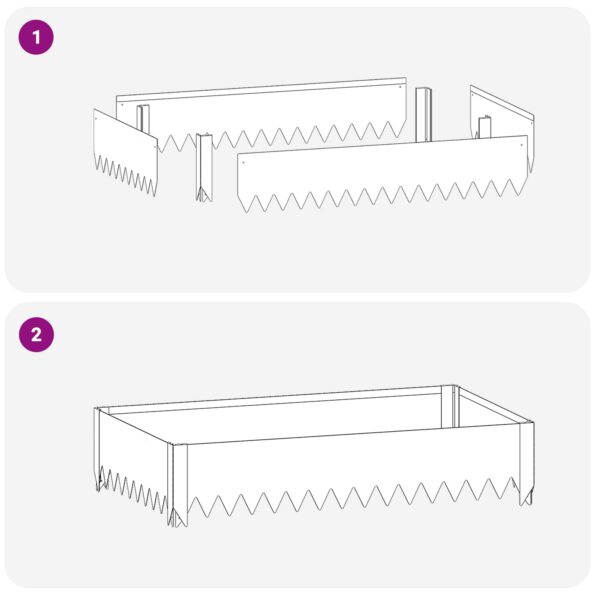 vidaXL Obrubník trávnika 100 x 60 x 20 cm Oceľ Antracitová – Obrázok 7