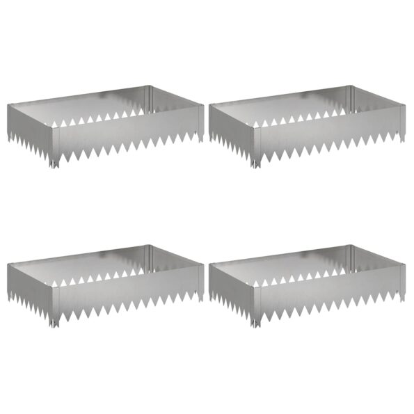 vidaXL Obrubník trávnika 4 ks 100 x 60 x 20 cm Oceľ Strieborná – Obrázok 2