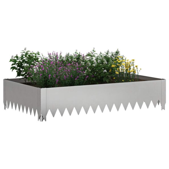vidaXL Obrubník trávnika 4 ks 100 x 60 x 20 cm Oceľ Strieborná – Obrázok 3