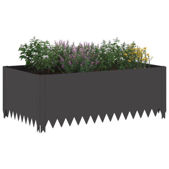 vidaXL Obrubník trávnika 4 ks 100 x 60 x 35 cm Oceľ Čierna – Obrázok 3