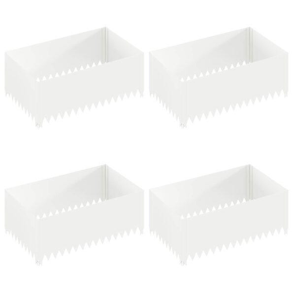 vidaXL Obrubník trávnika 4 ks 100 x 60 x 35 cm Oceľ Biela – Obrázok 2