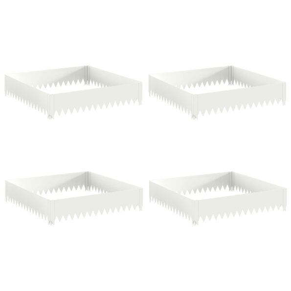 vidaXL Obrubník trávnika 4 ks 100 x 100 x 20 cm Oceľ Biela – Obrázok 2