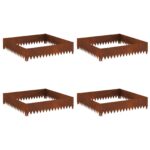 vidaXL Obrubník trávnika 4 pcs 100 x 100 x 20 cm Oceľ Hrdzavý – Obrázok 2