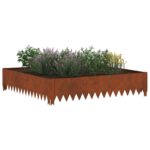 vidaXL Obrubník trávnika 4 pcs 100 x 100 x 20 cm Oceľ Hrdzavý – Obrázok 3