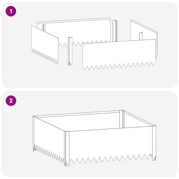 vidaXL Obrubník trávnika 100 x 100 x 35 cm Oceľ Biela – Obrázok 7
