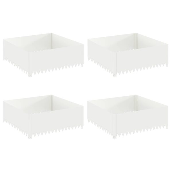 vidaXL Obrubník trávnika 4 ks 100 x 100 x 35 cm Oceľ Biela – Obrázok 2