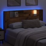 vidaXL Čelo postele s LED osvetlením Staré drevo 160 cm – Obrázok 4