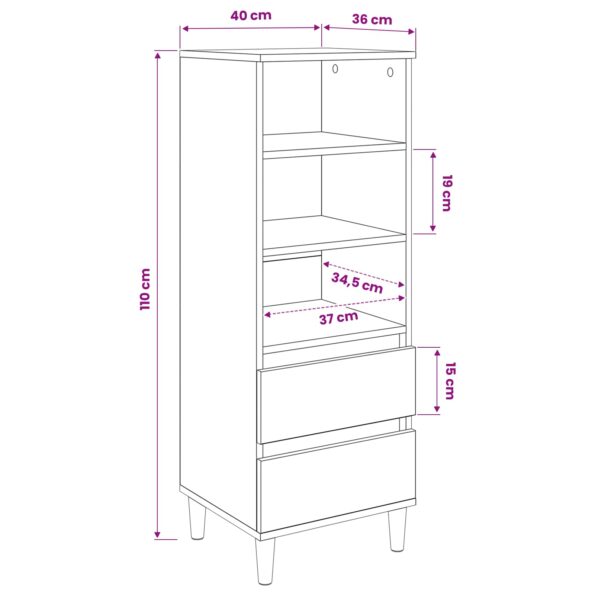 vidaXL Highboard Dub artisan 40 x 36 x 110 cm Kompozitné drevo – Obrázok 6