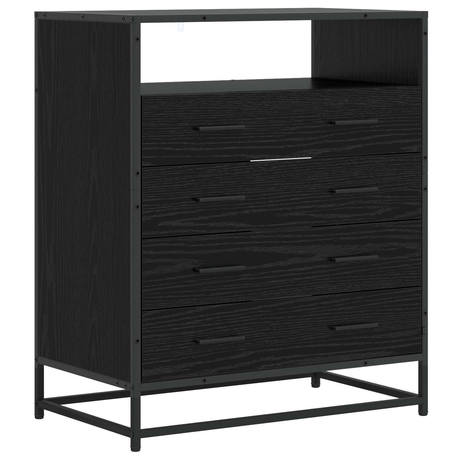 8010314_1.jpg vidaXL Zásuvkový kabinet 4-Šuplík Čierny dub 70 x 41 x 83,5 cm – Obrázok 1