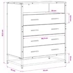 vidaXL Zásuvkový kabinet 4-Šuplík Čierny dub 70 x 41 x 83,5 cm – Obrázok 6