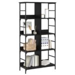 vidaXL Regál na knihy Čierny dub 78,5 x 33 x 153 cm kov PB – Obrázok 2