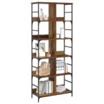 vidaXL Regál na knihy Staré drevo 78,5 x 33 x 188,5 cm kov PB – Obrázok 2