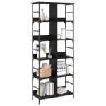 vidaXL Regál na knihy Čierny dub 78,5 x 33 x 188,5 cm kov PB – Obrázok 2