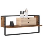 vidaXL Stenná polica Nástenná montáž Staré drevo 65 x 25 x 30 cm – Obrázok 2