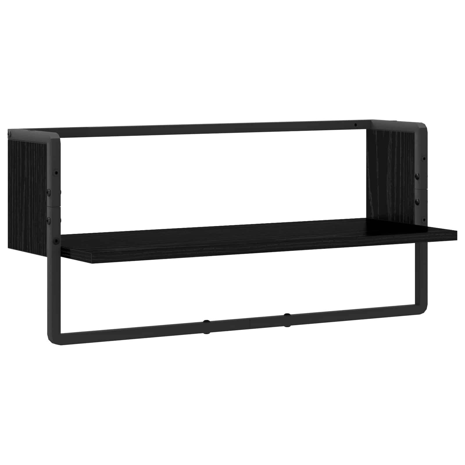 8010909_1.jpg vidaXL Stenná polica Nástenná montáž Čierny dub 65 x 25 x 30 cm kov PB – Obrázok 1
