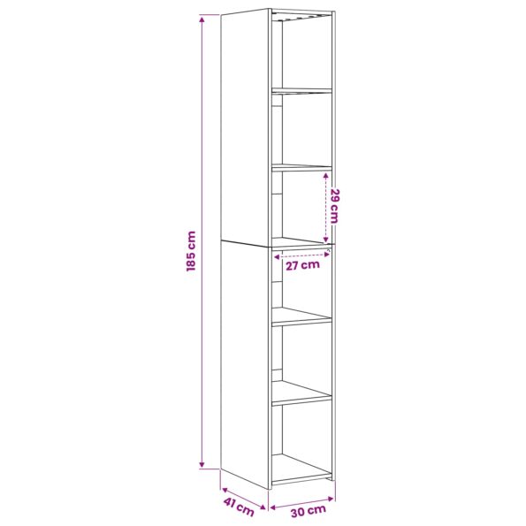 vidaXL Highboard Staré drevo 30 x 41 x 185 cm Kompozitné drevo – Obrázok 6