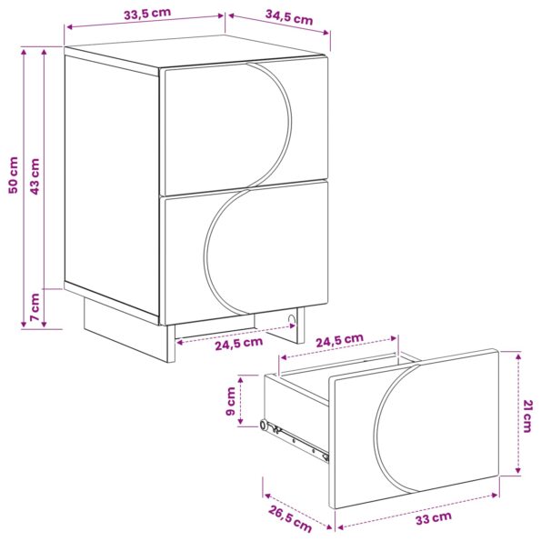 vidaXL Nočný stolík 2 ks Dymový dub 33,5 x 34,5 x 50 cm – Obrázok 10