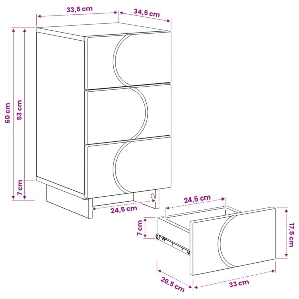 vidaXL Nočný stolík 2 pcs Dymový dub 33,5 x 34,5 x 60 cm – Obrázok 10