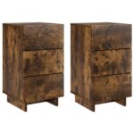vidaXL Nočný stolík 2 pcs Dymový dub 33,5 x 34,5 x 60 cm – Obrázok 2