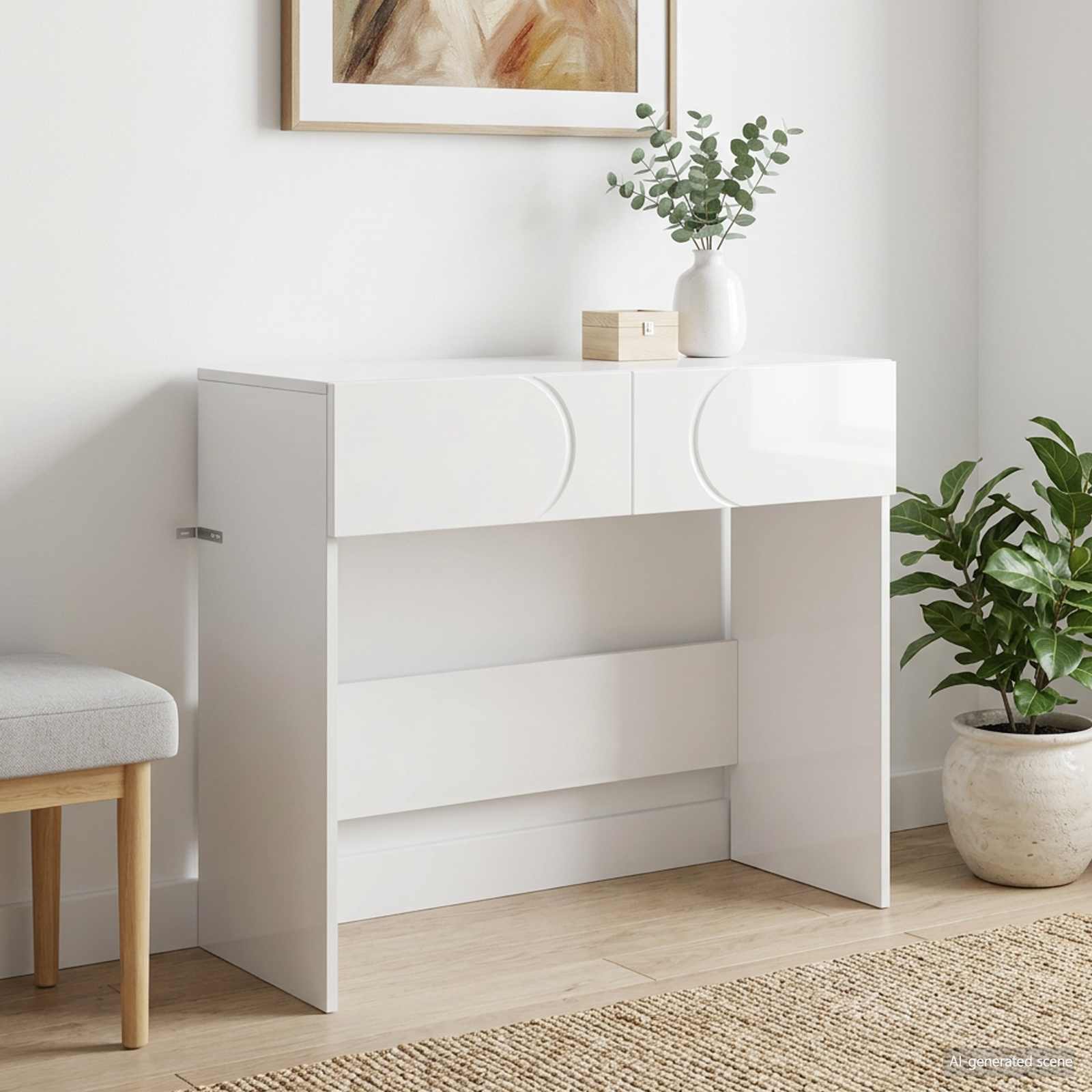 8011643_1.jpg vidaXL Konzolový stôl Biela s vysokým leskom 96,5 x 38 x 75 cm – Obrázok 1