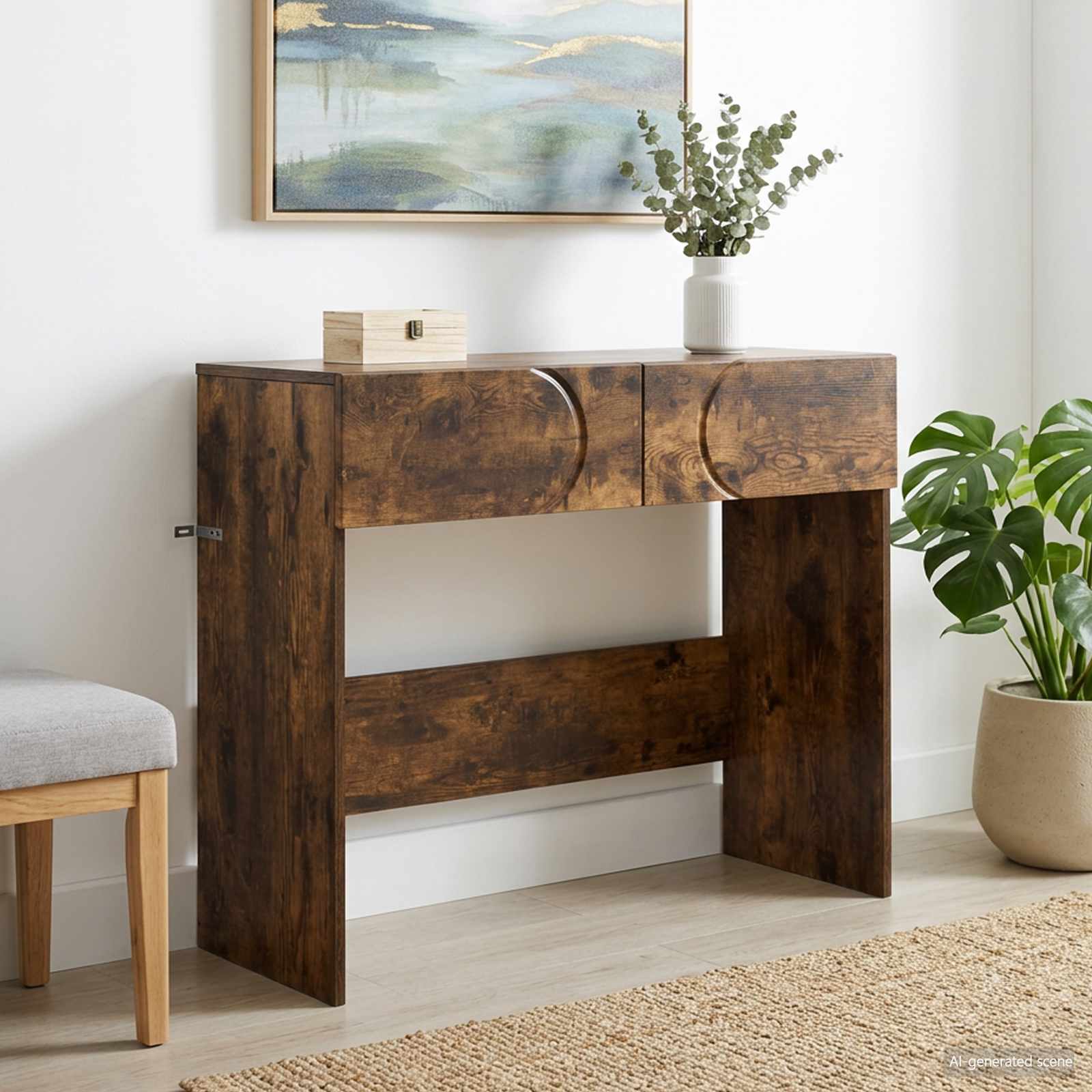 8011644_1.jpg vidaXL Konzolový stôl Dymový dub 96,5 x 38 x 75 cm Kompozitné drevo – Obrázok 1