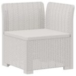 vidaXL Jednopohovka s vankúšom pre záhradu vzhľad ratan PP Biela – Obrázok 3
