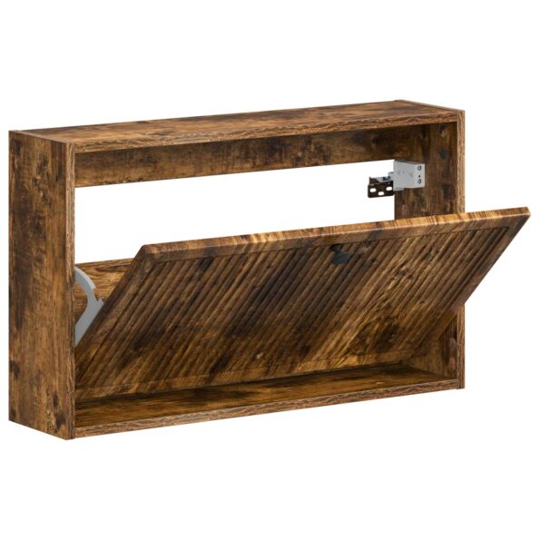 vidaXL Nástenný botník EDE 71 x 17 x 43 cm Kompozitné drevo Dymový dub – Obrázok 2