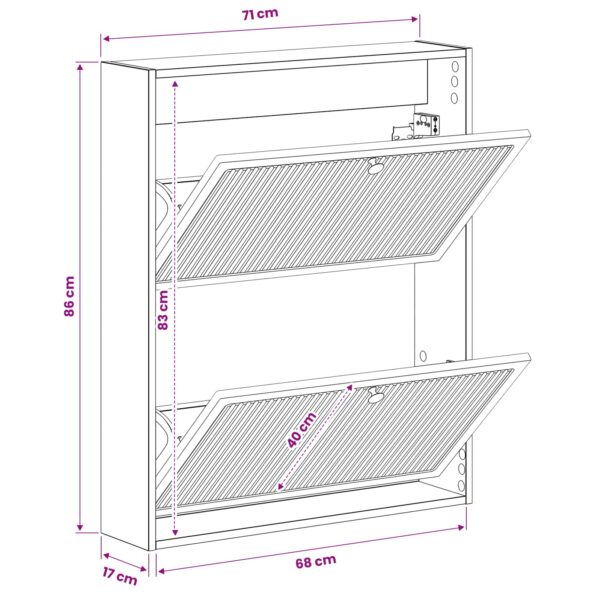 vidaXL Nástenný botník EDE 71 x 17 x 86 cm Kompozitné drevo – Obrázok 8