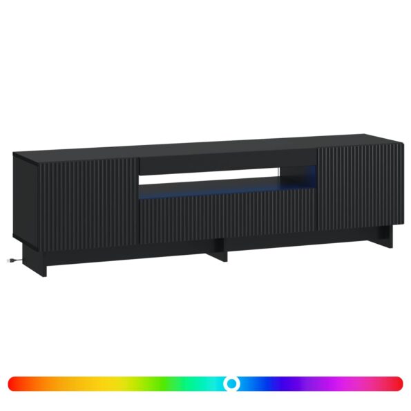 vidaXL LED TV kabinet Čierna Kompozitné drevo – Obrázok 2
