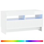 vidaXL LED TV kabinet Biela s vysokým leskom Kompozitné drevo – Obrázok 2