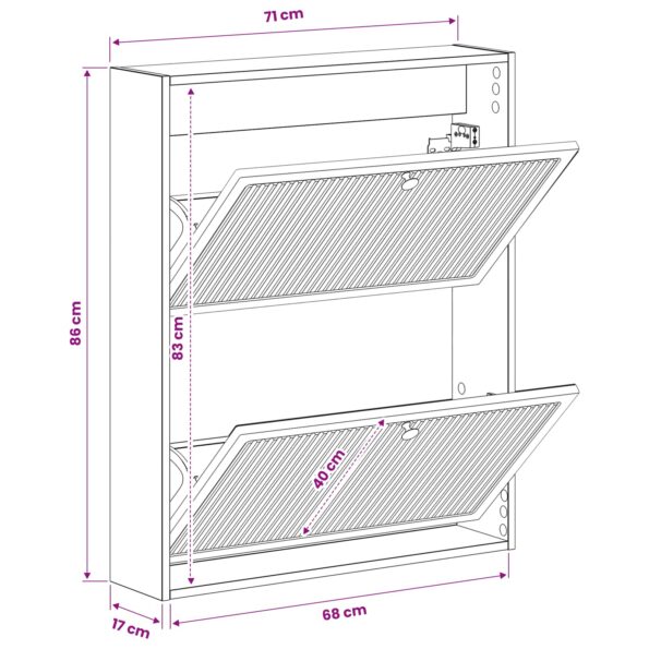 vidaXL Nástenný botník ALKMAAR 71 x 17 x 86 cm Kompozitné drevo – Obrázok 8