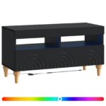 vidaXL LED TV kabinet Čierna Kompozitné drevo – Obrázok 2
