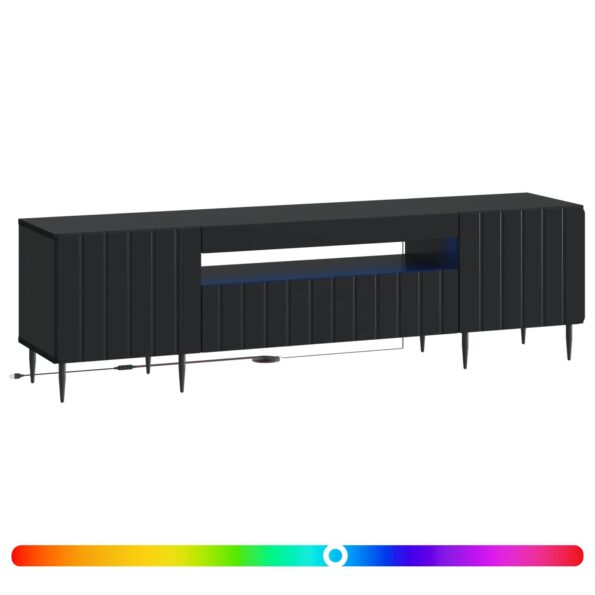 vidaXL LED TV kabinet Čierna Kompozitné drevo – Obrázok 2