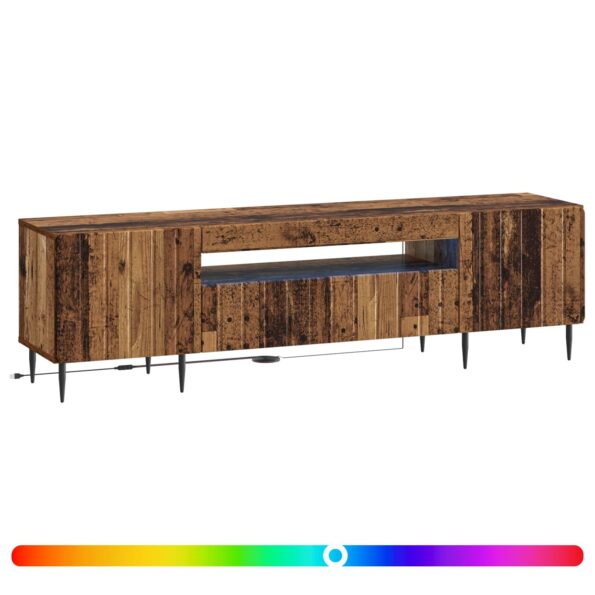 vidaXL LED TV kabinet Staré drevo Kompozitné drevo – Obrázok 2