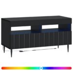 vidaXL LED TV kabinet Čierna Kompozitné drevo – Obrázok 2
